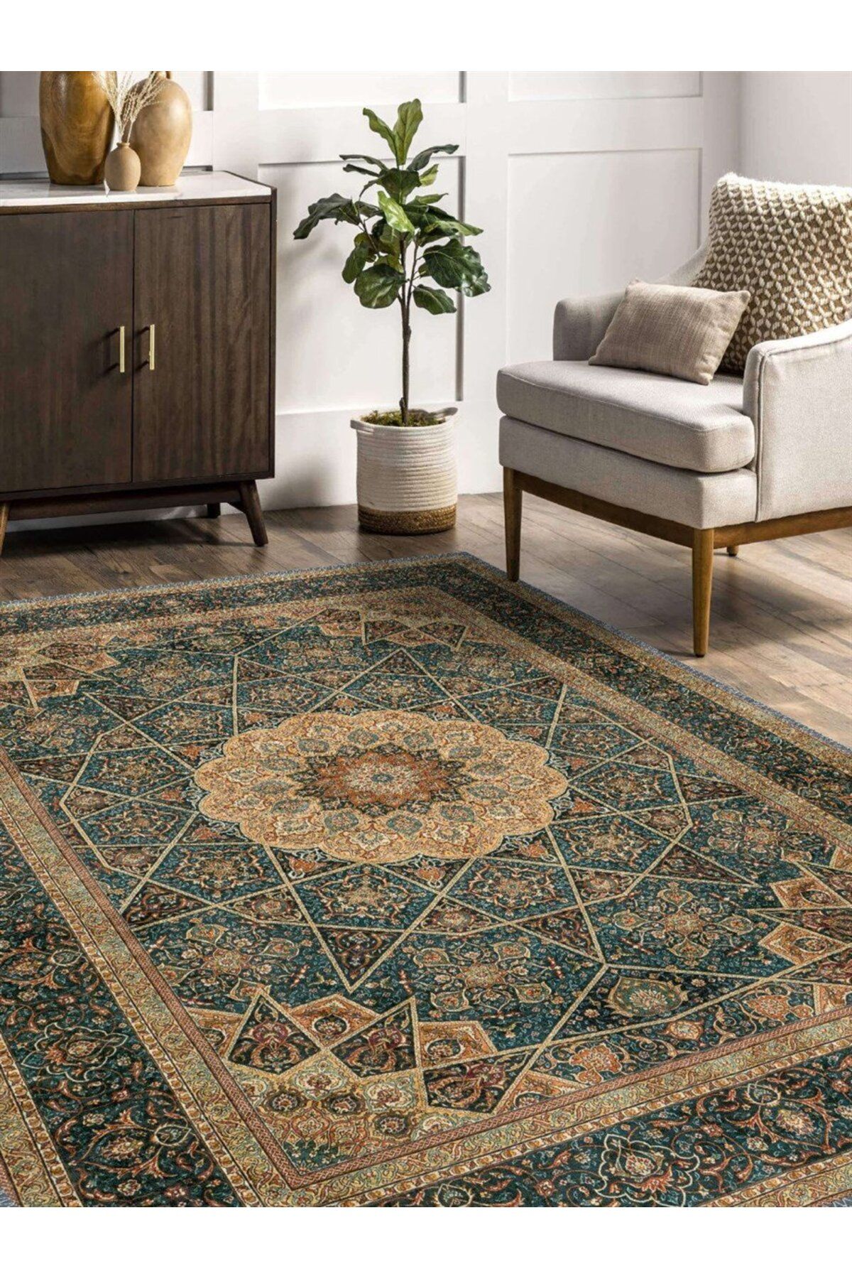 Serteks Modern Desenli Halı, Dokuma Taban Dekoratif Şönil