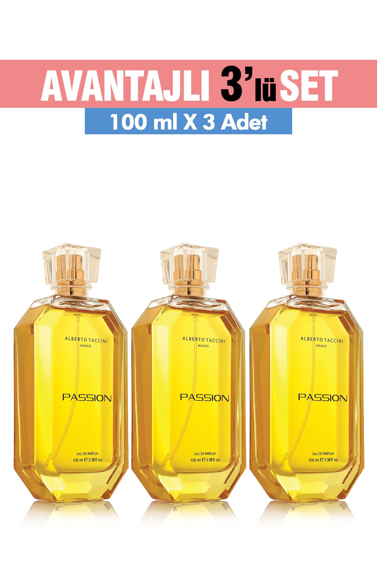 Alberto Taccini 3'Lü Set Alberto Taccini PASSION Kadın Parfümü -100 ml