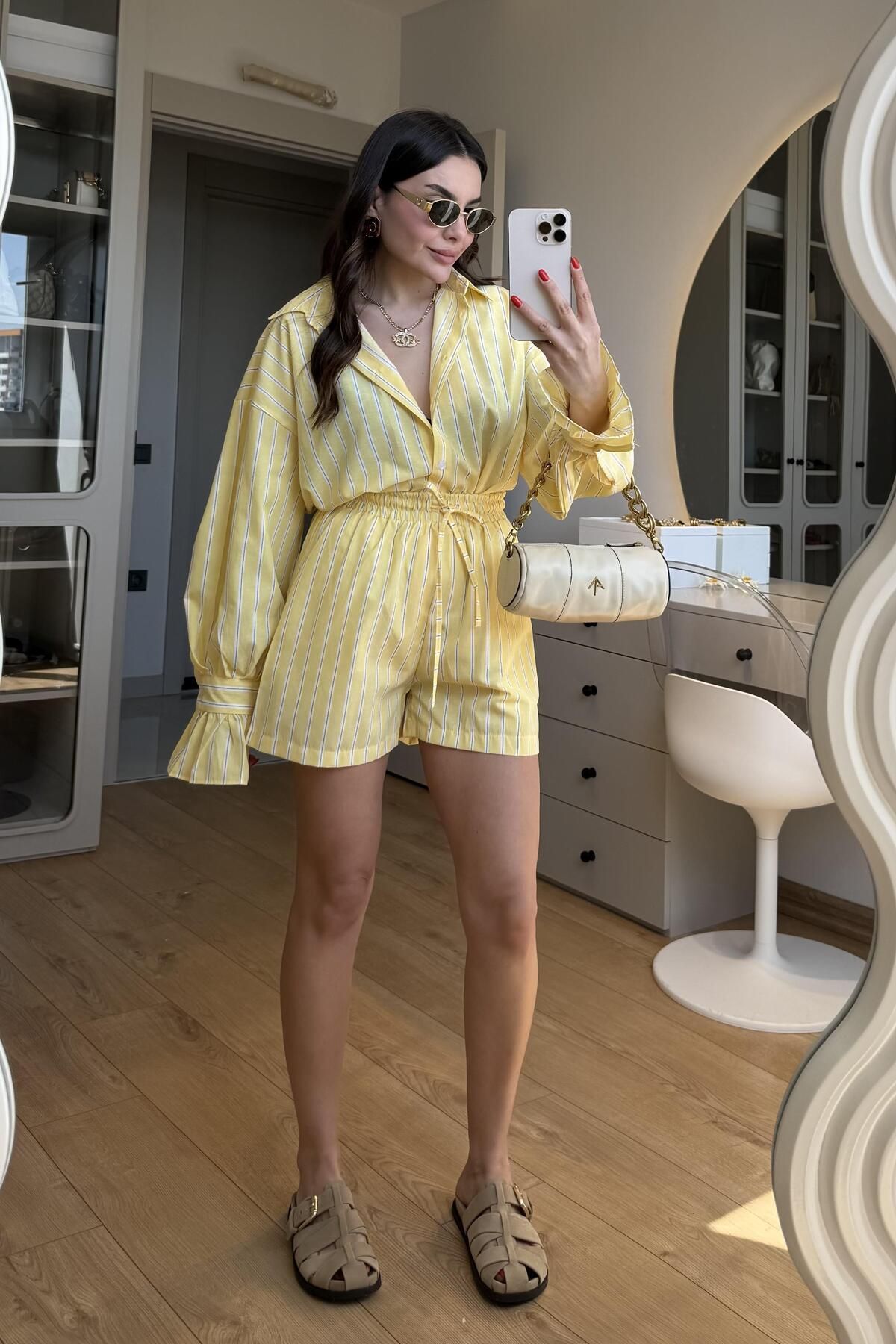 Gizem Ecemiş Hopper Sarı Şortlu Takım