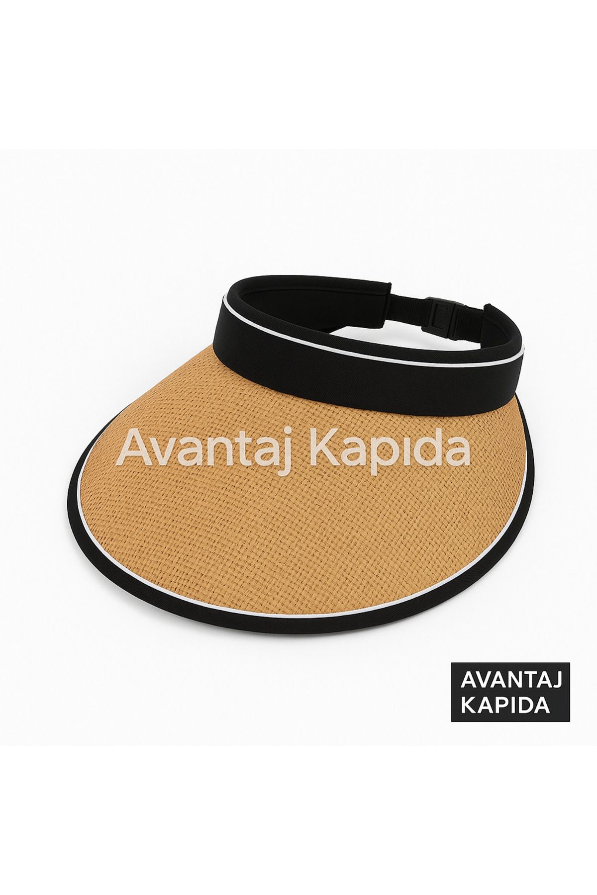 Avantaj Kapıda ® Kahverengi Hasır Vizör Şapka - Plaj Bahçe Şehir Kullanımı İçin Yazlık Şapka