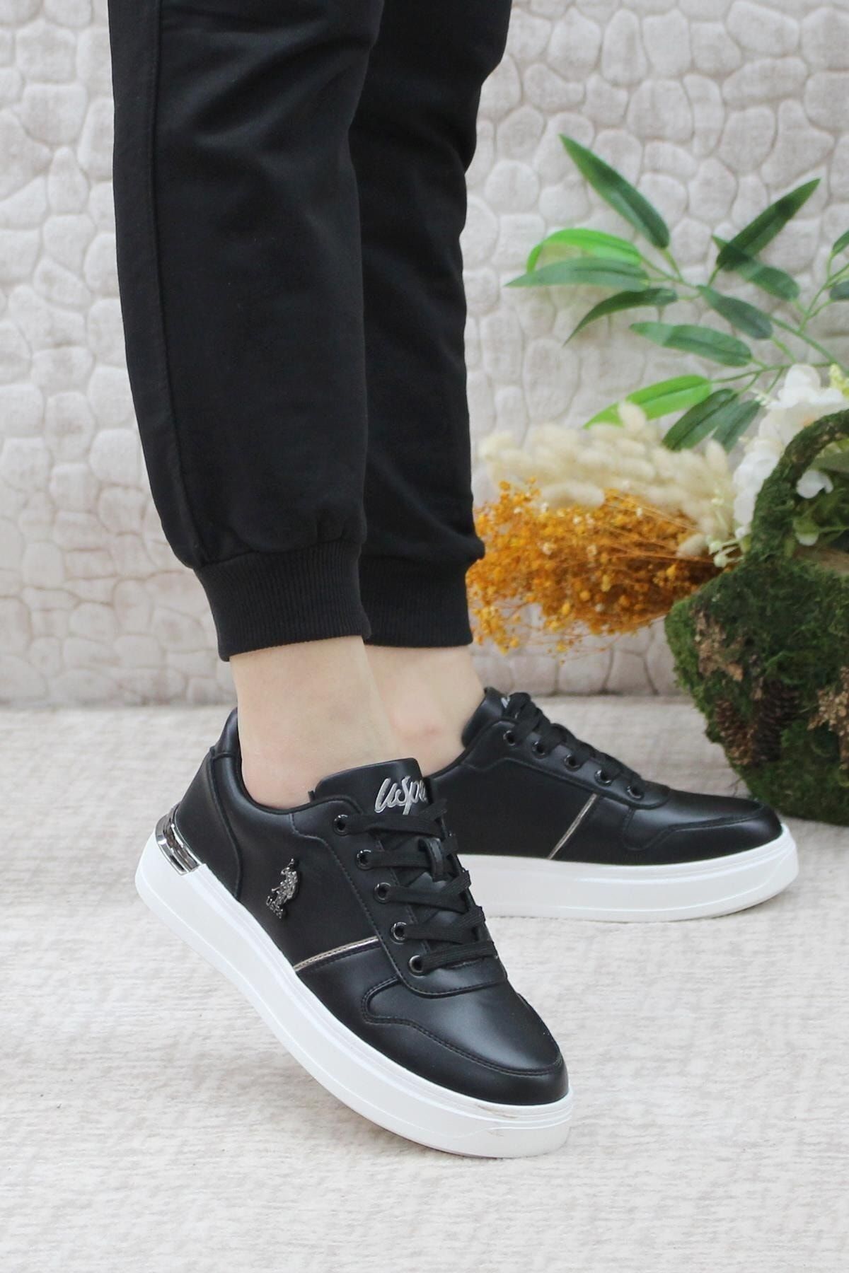 U.S. Polo Assn. Günlük Bağcıklı Comfot Taban Sneaker Kadın Sneaker Siyah