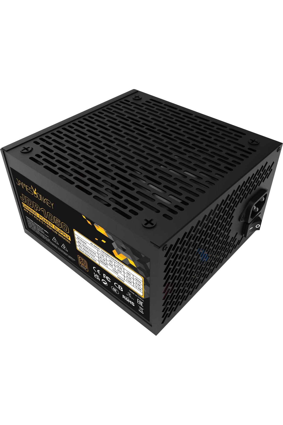 James Donkey JDP1050 APFC 12CM 1050W Bronze 80+ ATX 3.1 PCI-E 5.1 Power Supply