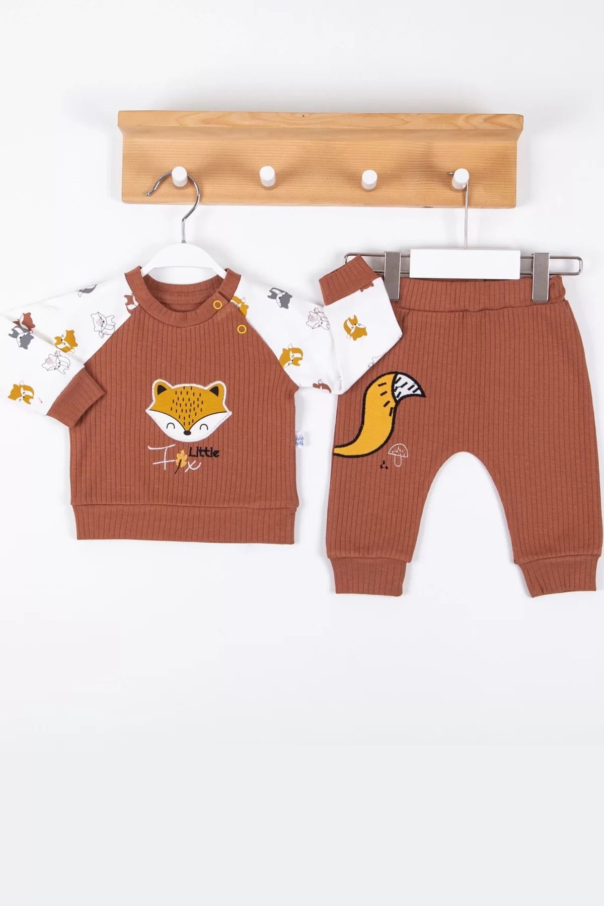 karadağsb Littie Fox Nakışlı % 100 Pamuklu 2'Li Erkek Takım