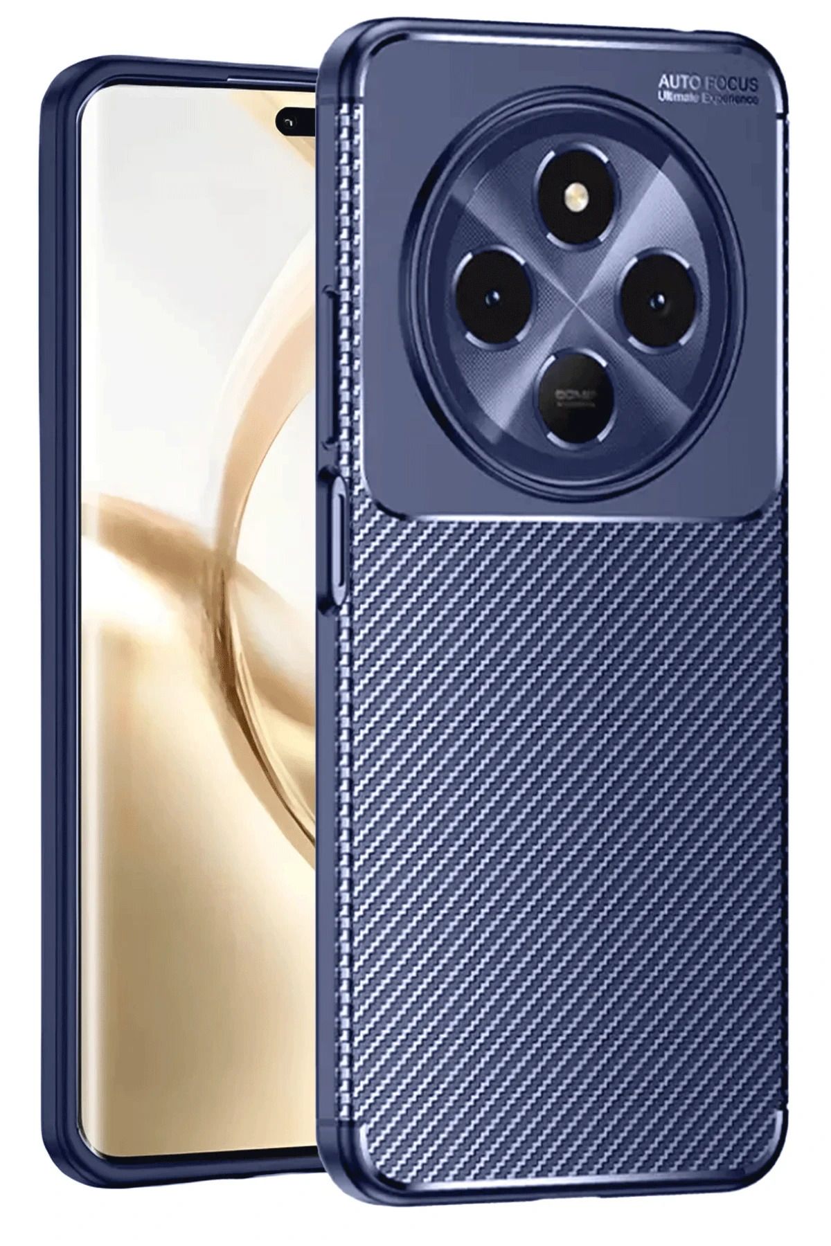 NewFace Tecno Spark 30 Kılıf Auto Focus Karbon Kapak - Lacivert MRAYD