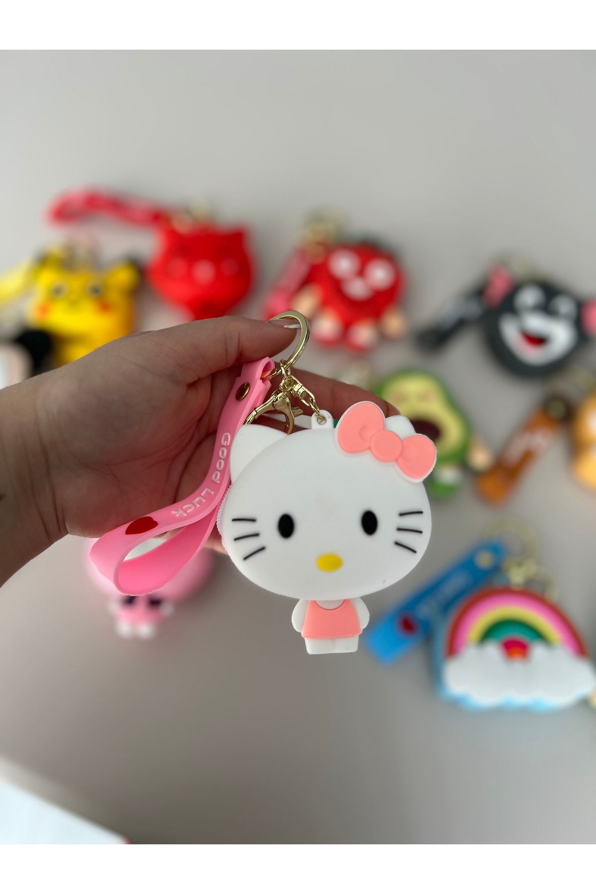 mihi hediyelik Hello Kitty Bozuk Para Cüzdanı Anahtarlık Silikon