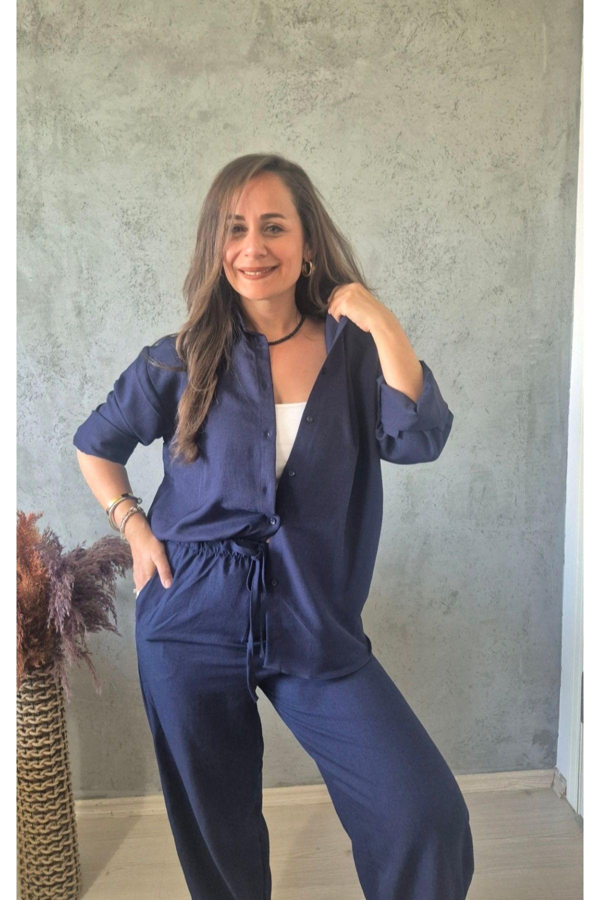 Butik KETEN GÖMLEK PANTOLON TAKIM