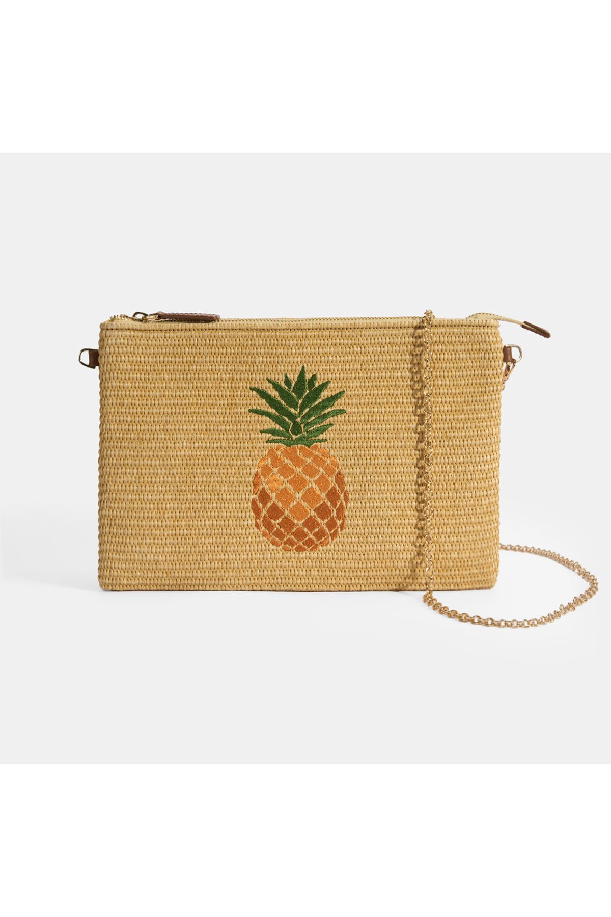 Desa Kadın Taba Ananas Nakışlı Hasır Clutch