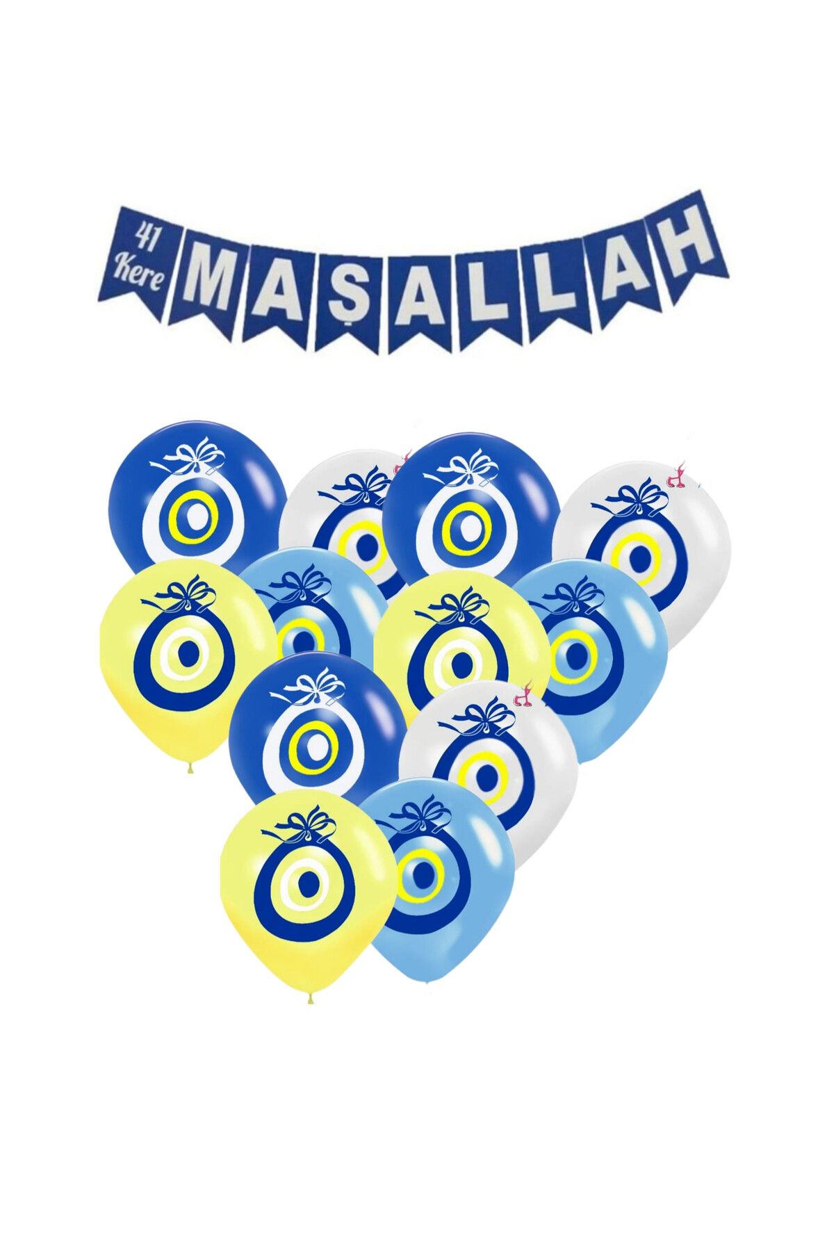 BAL10 DÜNYASI Bal10 Sünnet Partisi Nazar Boncuklu Balon ve Maşallah Banner Seti