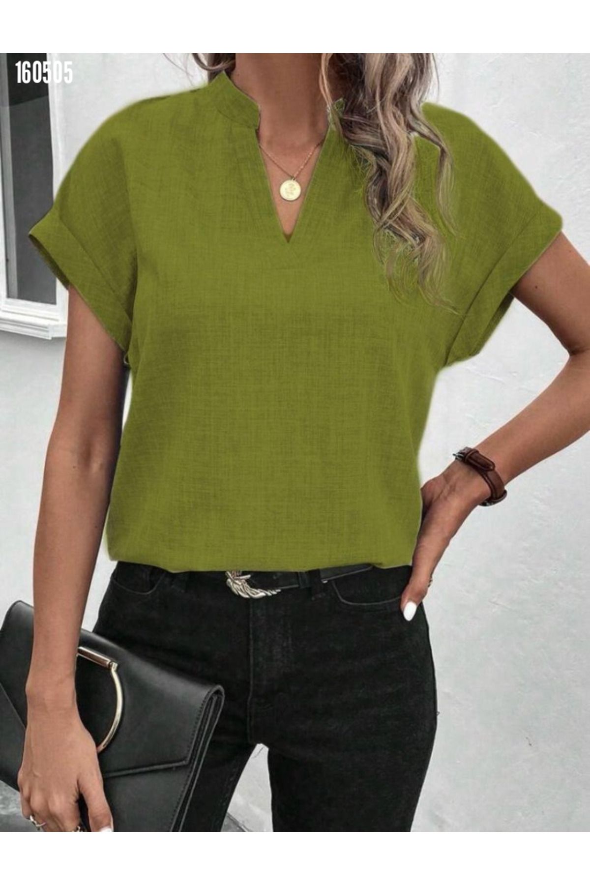 moda wanilia Kadın Kısa Kollu hakim Yaka Sofya Bluz