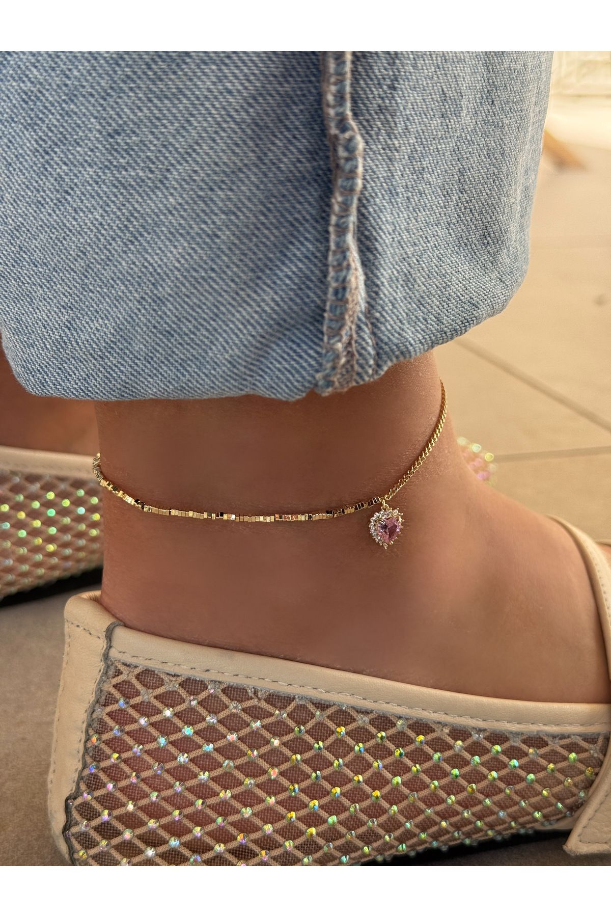 HeyYou Jewelry Pembe kalp halhal
