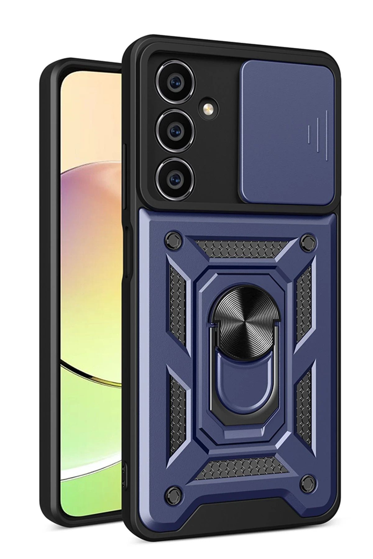 NewFace Samsung Galaxy A35 5G Kılıf Pars Lens Yüzüklü Silikon - Lacivert JOJUA