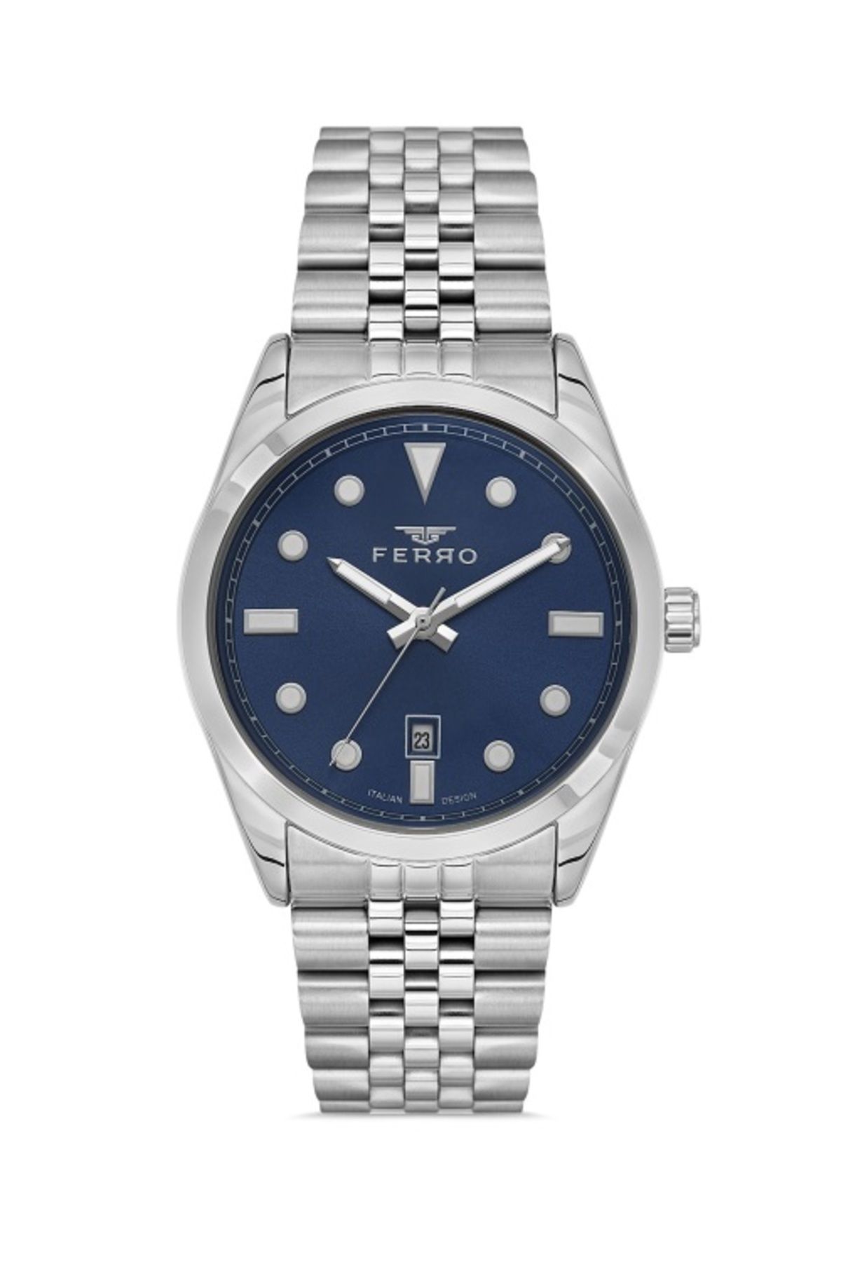 FERRO F11567AWT-A3 Quartz Çelik Gri Mavi Kadran 41 mm Erkek Kol Saati