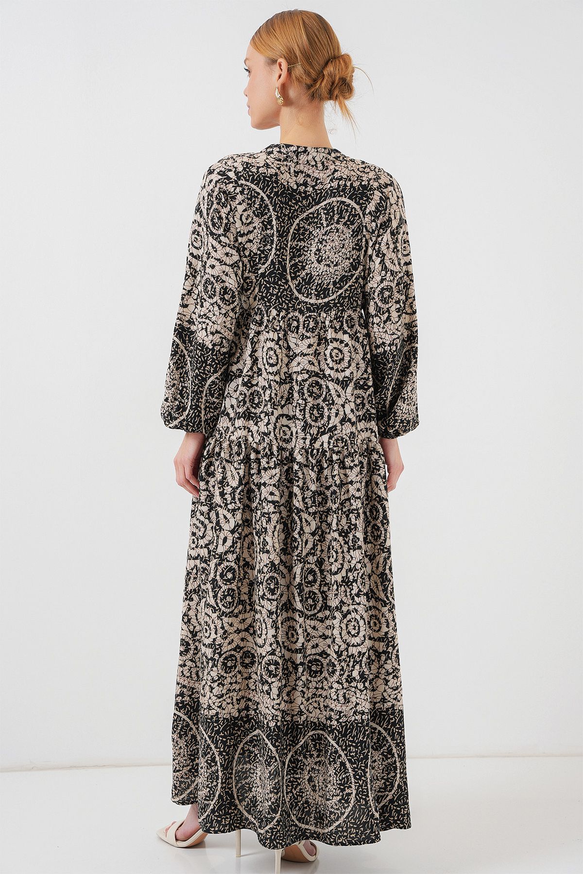 Bigdart-Black 9 Authentic Patterned Hijab Dress 6