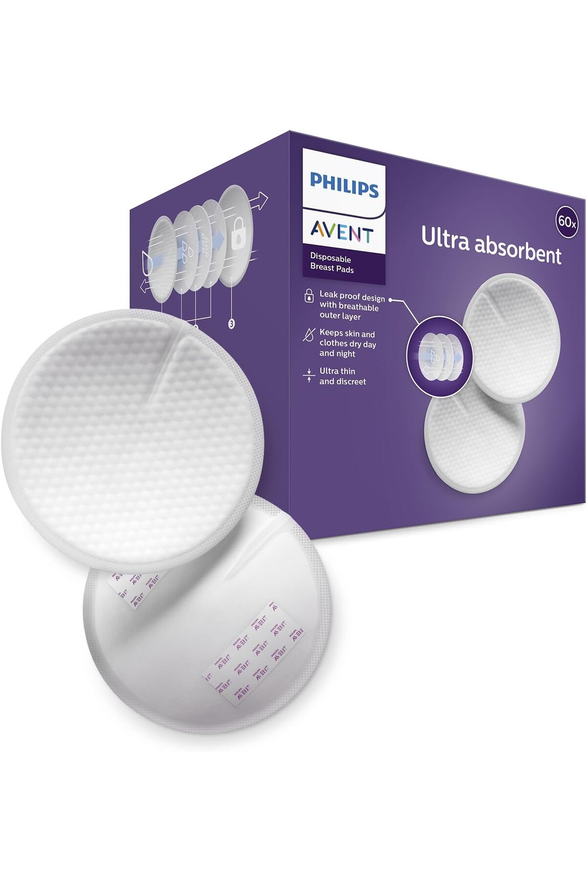 Philips Avent Jednorazové prsné vložky, SCF254/61, (balenie 60 kusov) priehľadné