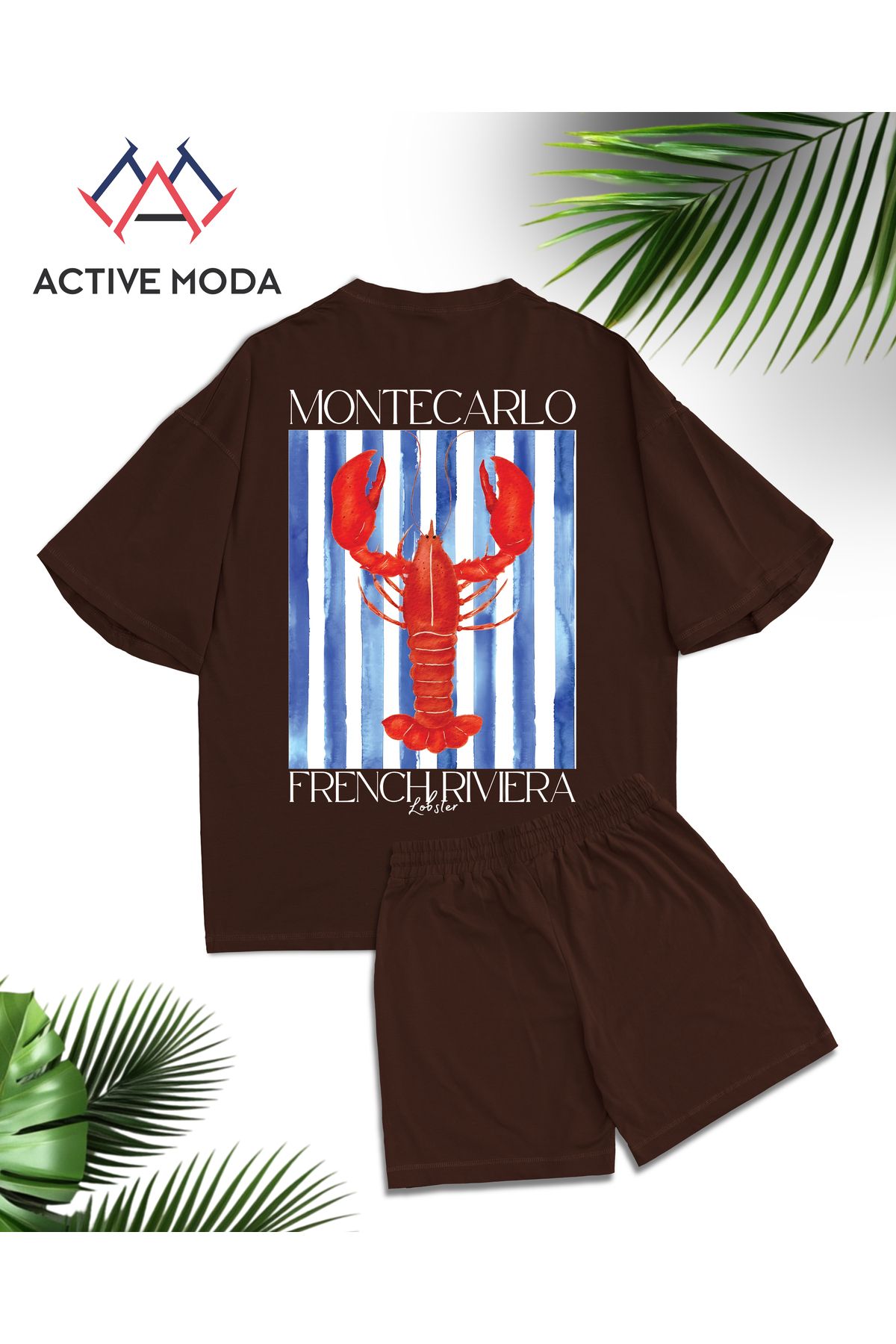 ACTIVE MODA - ERKEK KISA KOLLU PAMUKLU BASKILI TSHIRT-ŞORT 2Lİ TAKIM