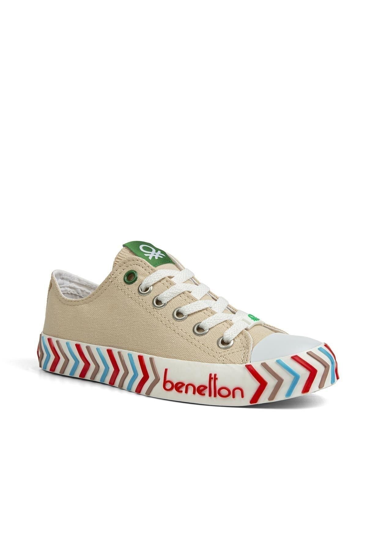Benetton Günlük Canvas Bağcıklı Spor Ayakkabı Sneaker Bej