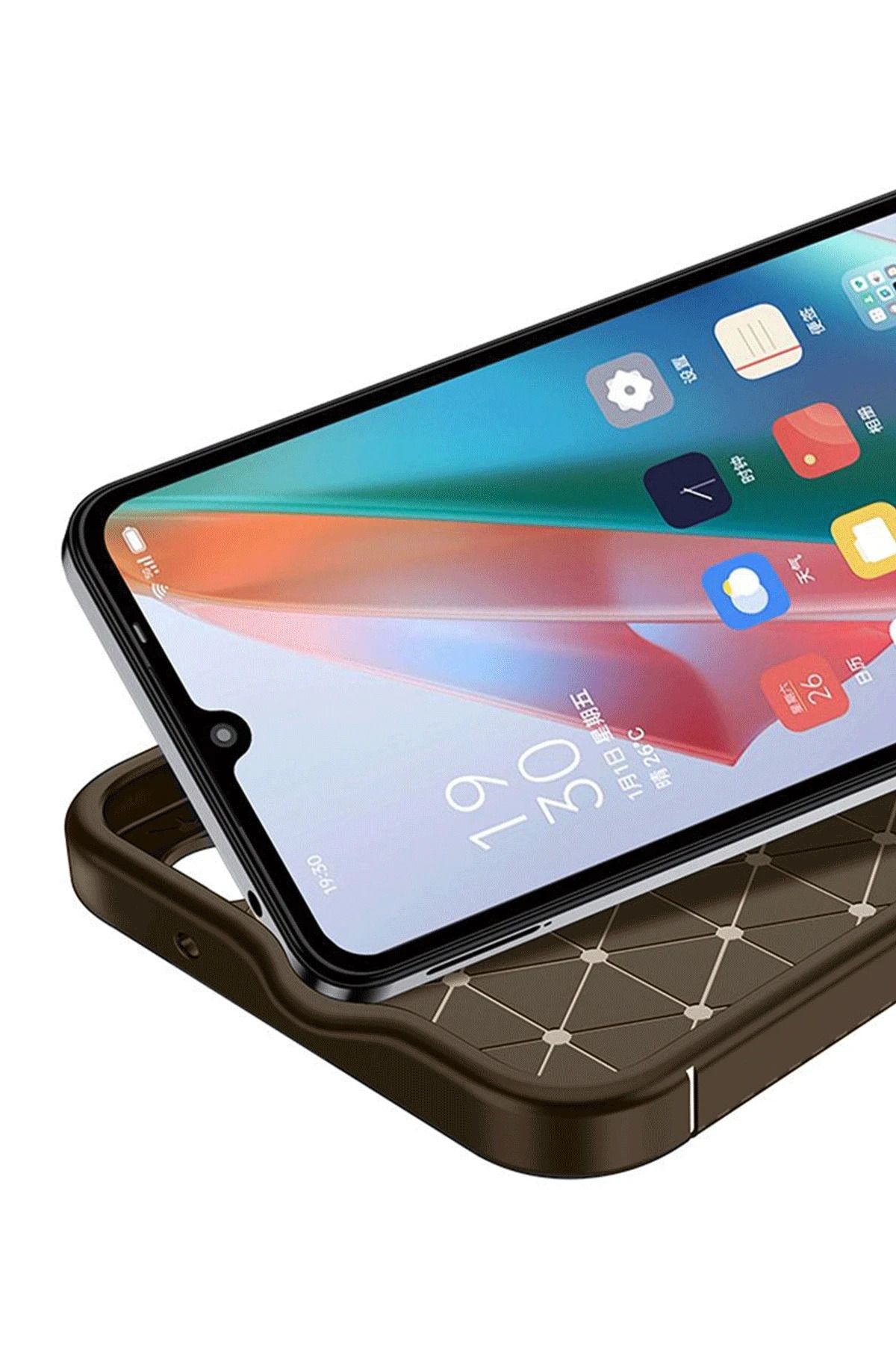 NewFace Samsung Galaxy A06 Kılıf Auto Focus Karbon Kapak - Kahverengi YNSMR