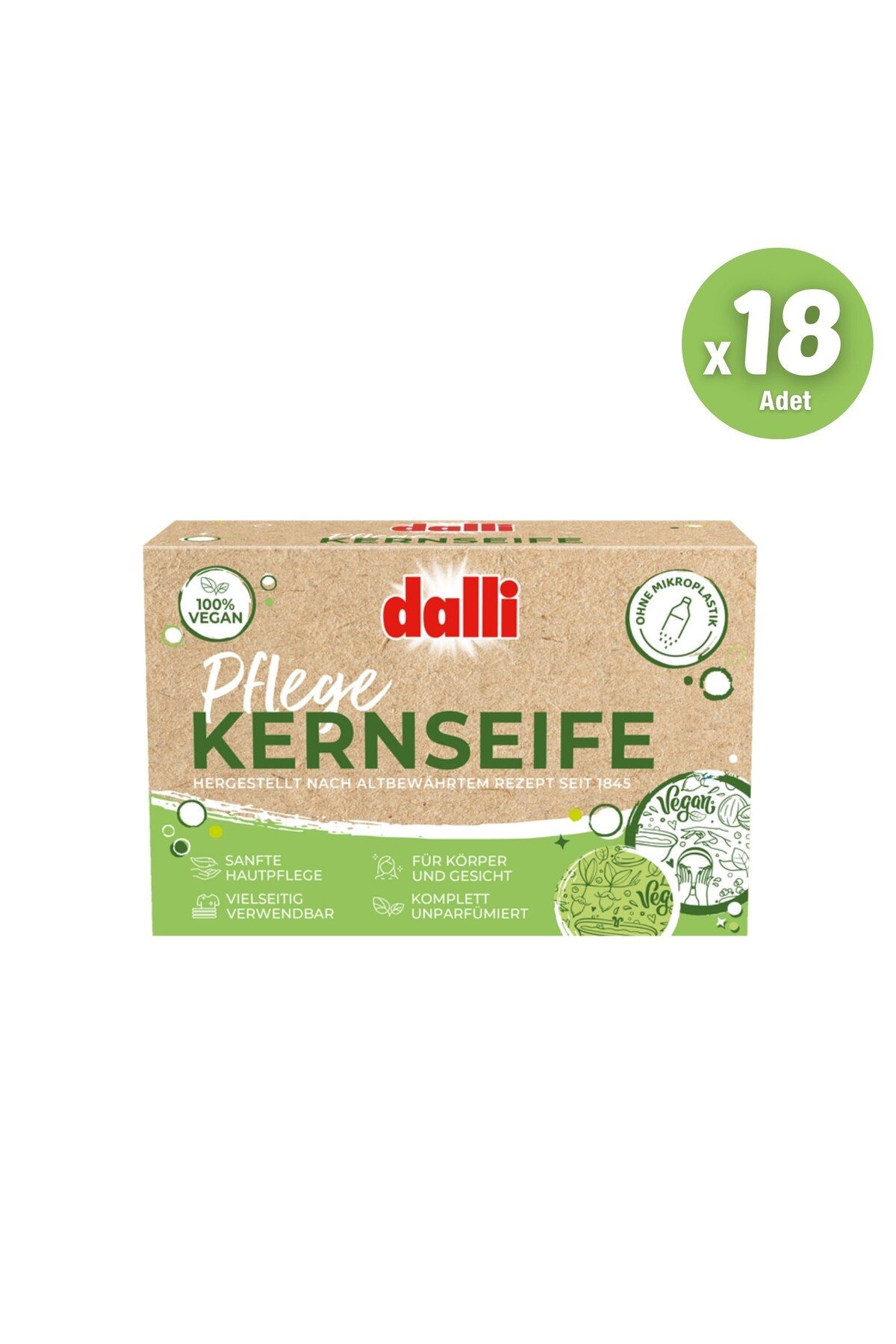 Dalli Vegan Banyo - Vücut - Yüz Sabunu Tekli (1 Koli / 18 Adet)