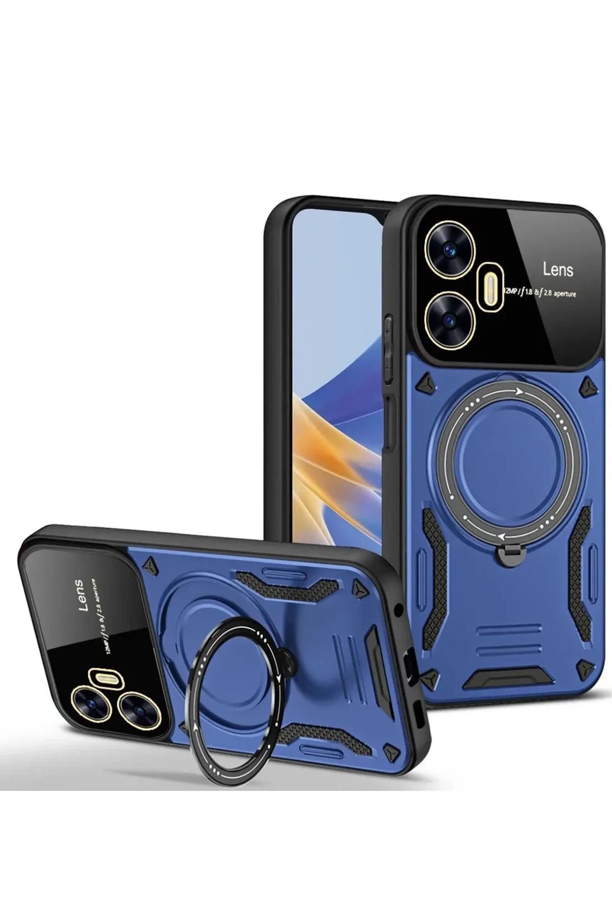 NewFace Realme C55 Kılıf Joy Lens Standlı Kapak - Lacivert FERRG