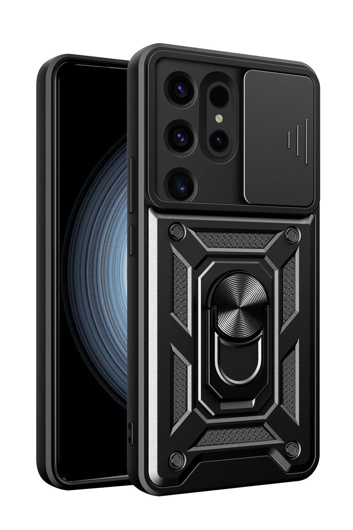 NewFace Samsung Galaxy S24 Ultra Kılıf Pars Lens Yüzüklü Silikon - Siyah JOJUA