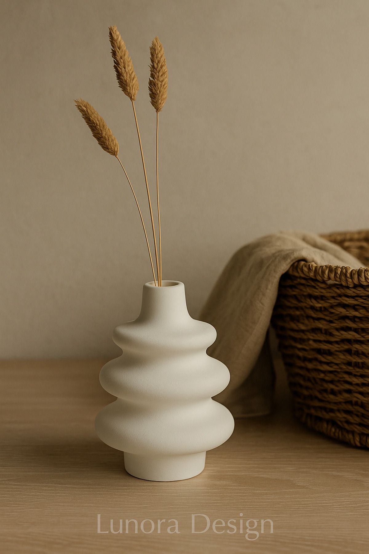 Lunora Design Organik Form Beyaz Vazo – Modern Dekoratif Obje