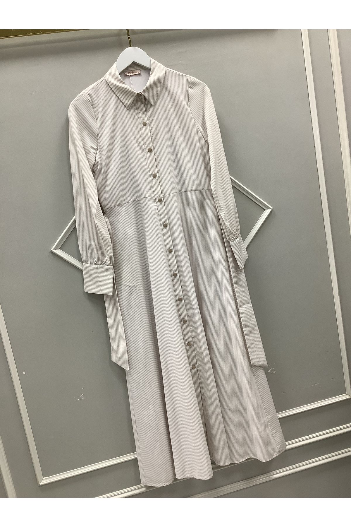 NPRIVE Çizgili Poplin Elbise