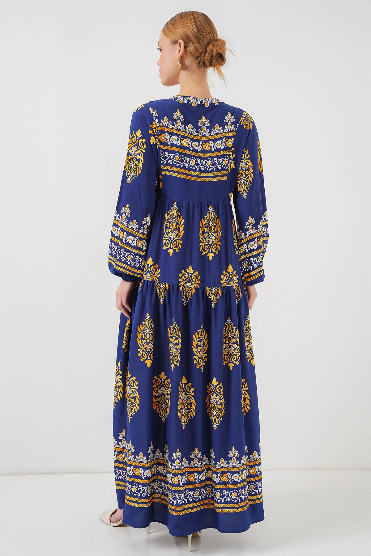 Bigdart-Rochie hijab cu model autentic albastru bleumarin 2423 6
