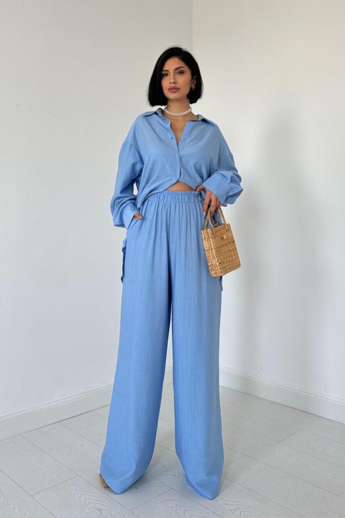 Rose's Boutique All About Women Rose's Boutiqe All About Women Mavi Alice Gömlek Ve Bol Kesim Pantolon Takım