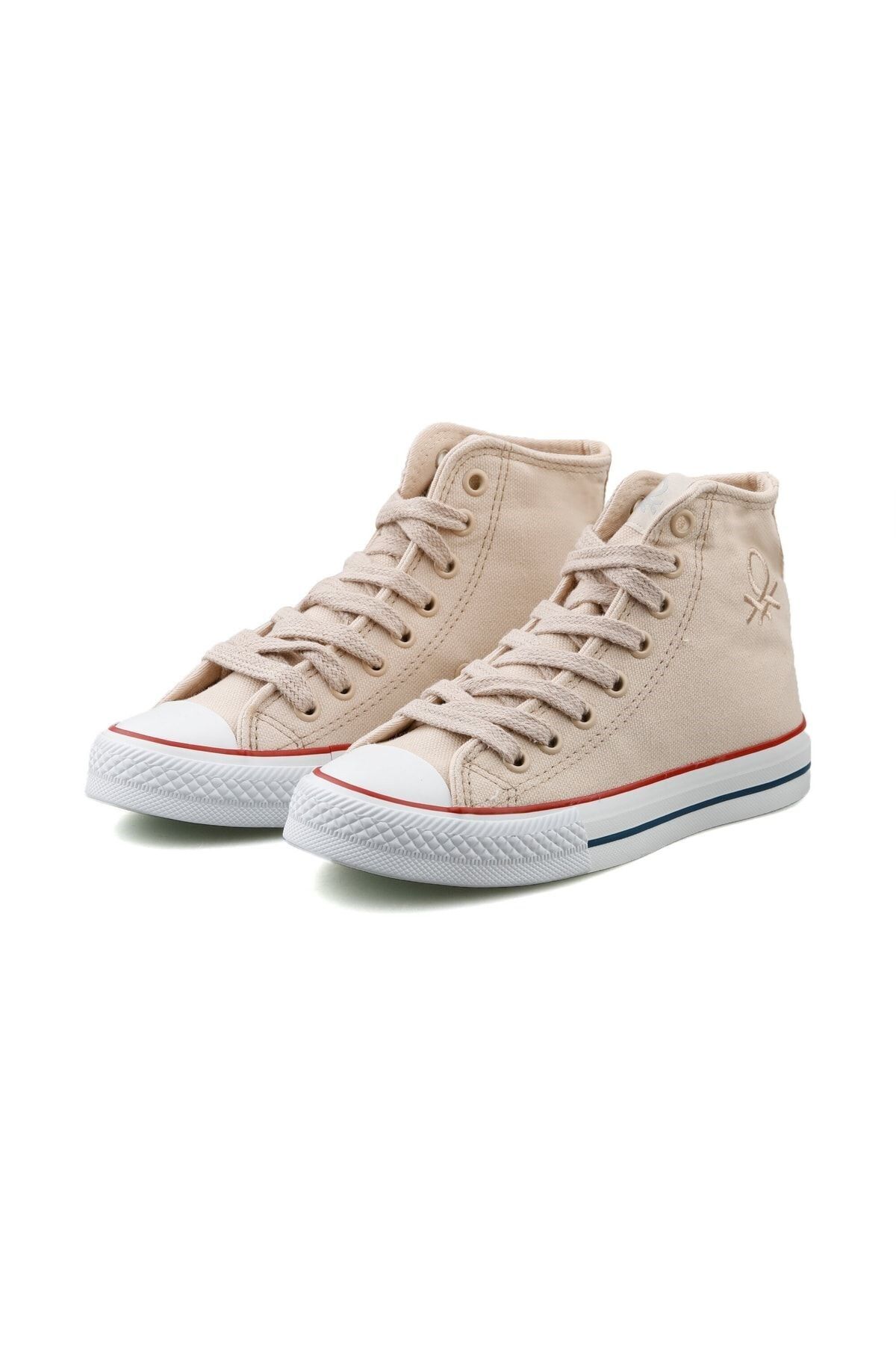 Benetton Günlük Bilek Boy Bağcıklı Spor Ayakkabı Bej Sneaker