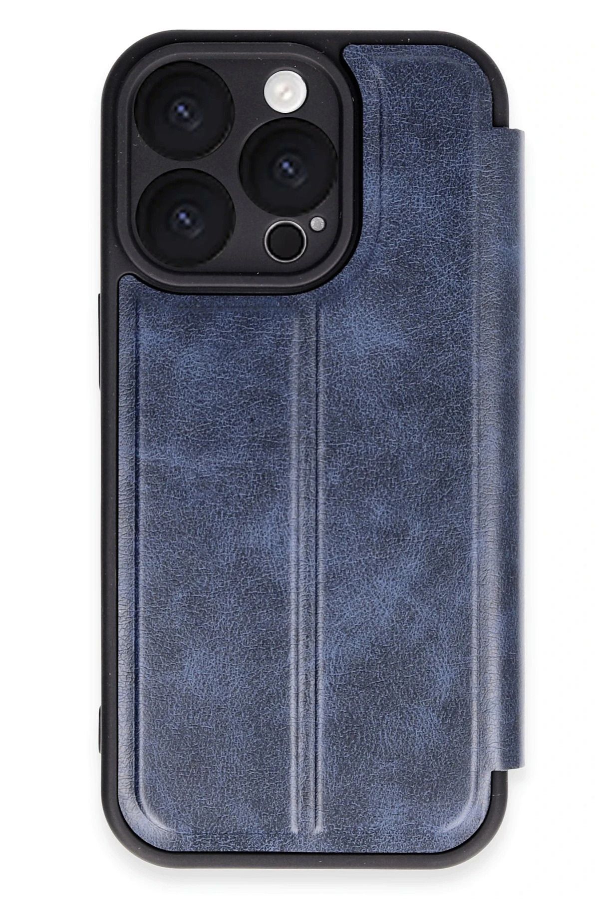 EVAX (KAPAKLI) iPhone 16 Pro Max Uyumlu Kapaklı Deri Görünümlü Kamera Korumalı İç Kartlıklı Kılıf Flip