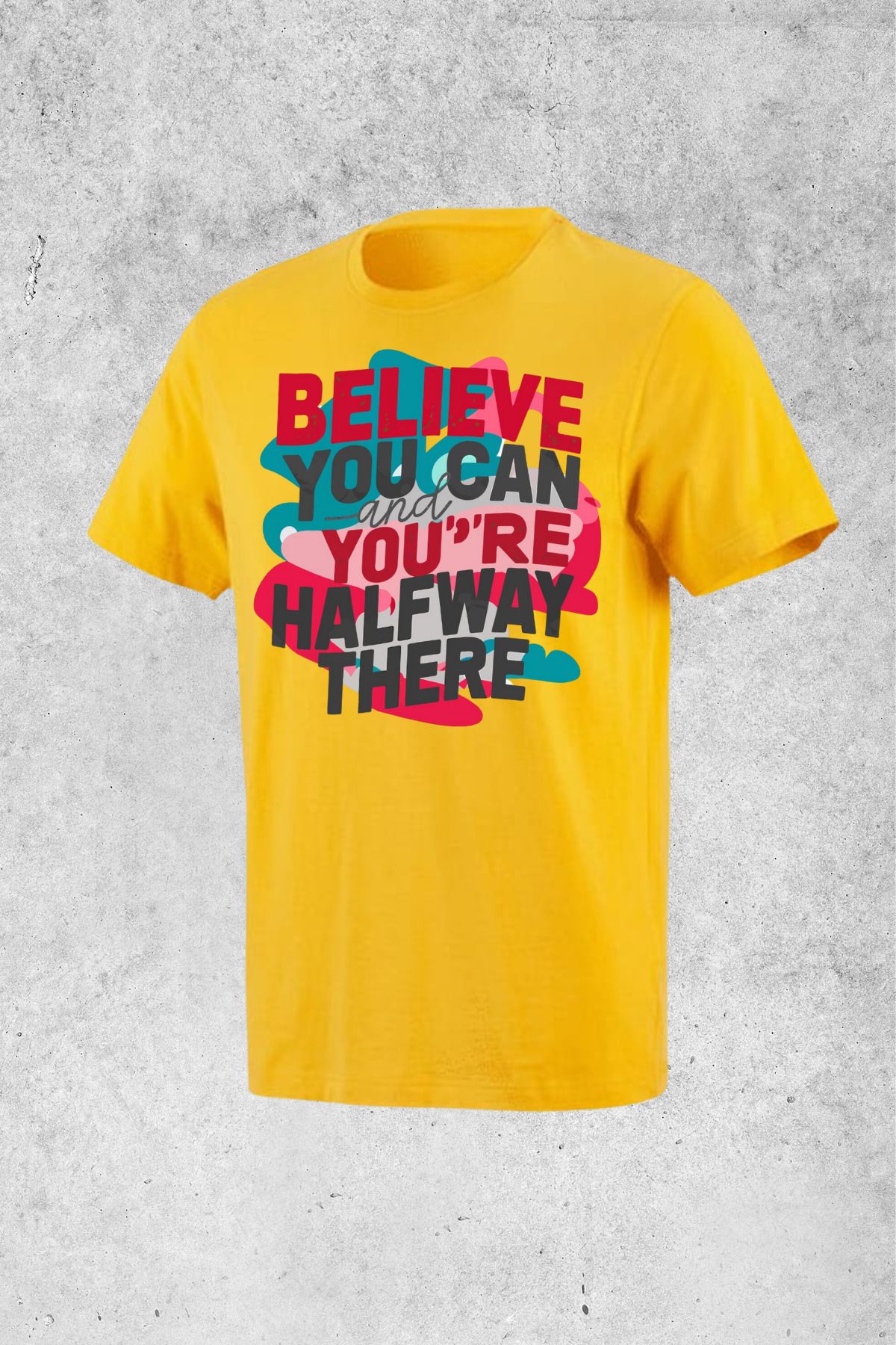 MOLICO Basic unisex kısa kollu sıfır yaka BELİEVE Baskılı tshirt
