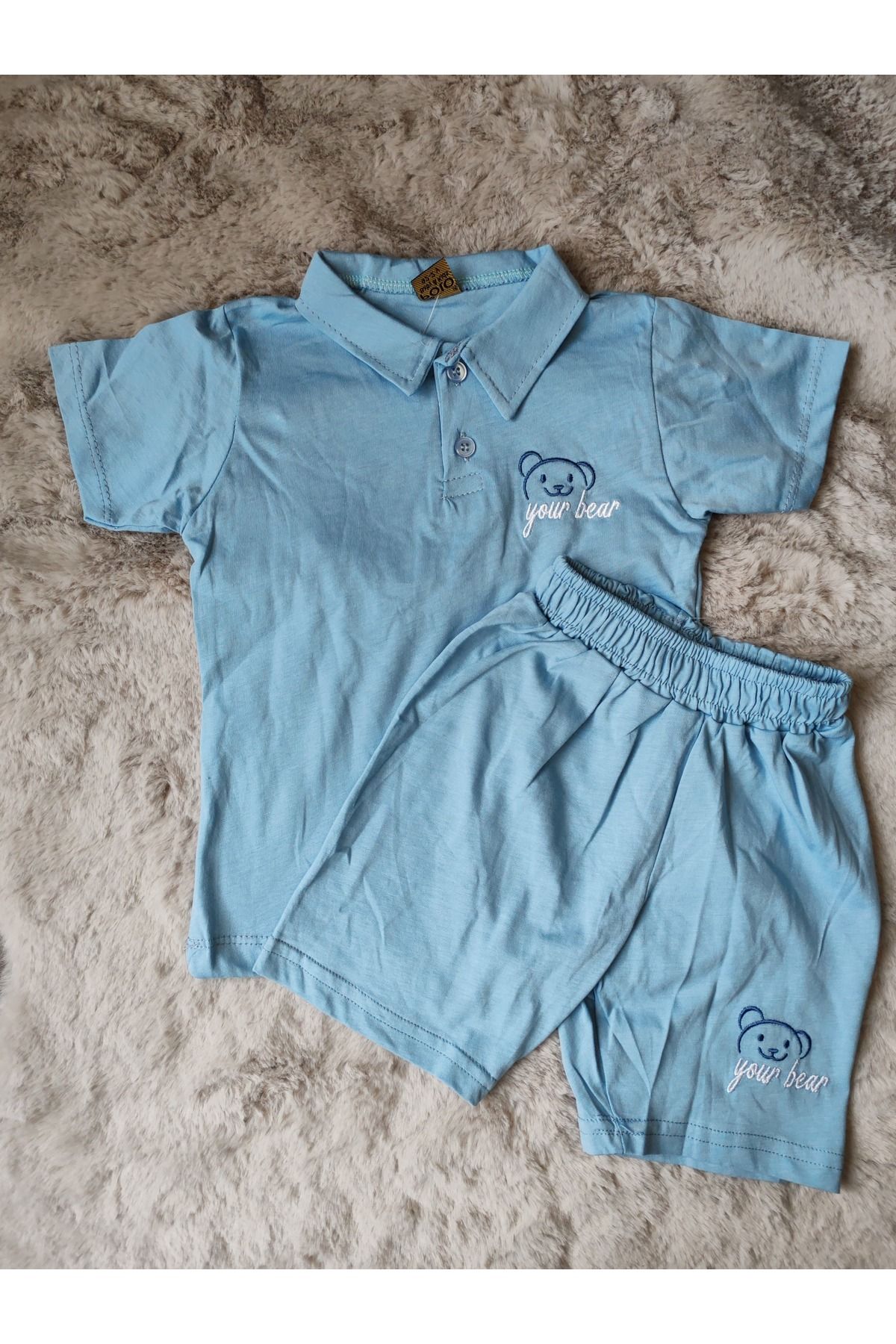 Clup Polo AYICIKLI YOUR BEAR ERKEK POLO YAKA TİŞÖRT-ŞORT ALT ÜST ERKEK BEBEK/ÇOCUK 9-24 AY TAKIM