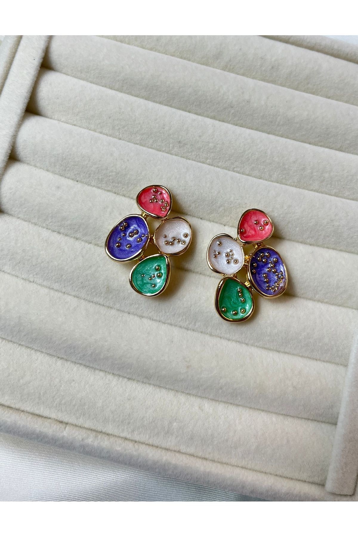 Orvix Accessories Gökkuşağı Motifli Kararmaz Vintage Kadın Yazlık Küpe Abiye Küpe Hediyelik Küpe
