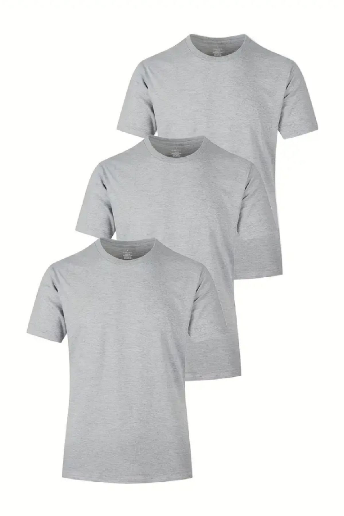 Tarz Cool Erkek Gri %100 Pamuk 3 Lü T-shirt Paketi