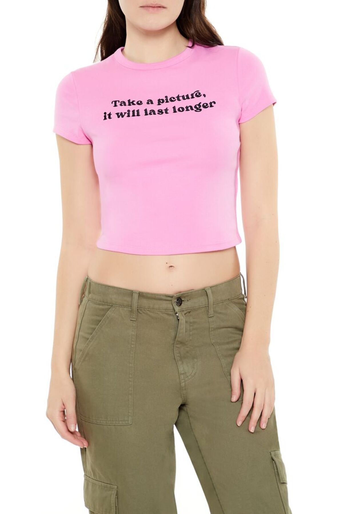 Forever 21 Take a Picture Baskılı Baby Tee Tişört