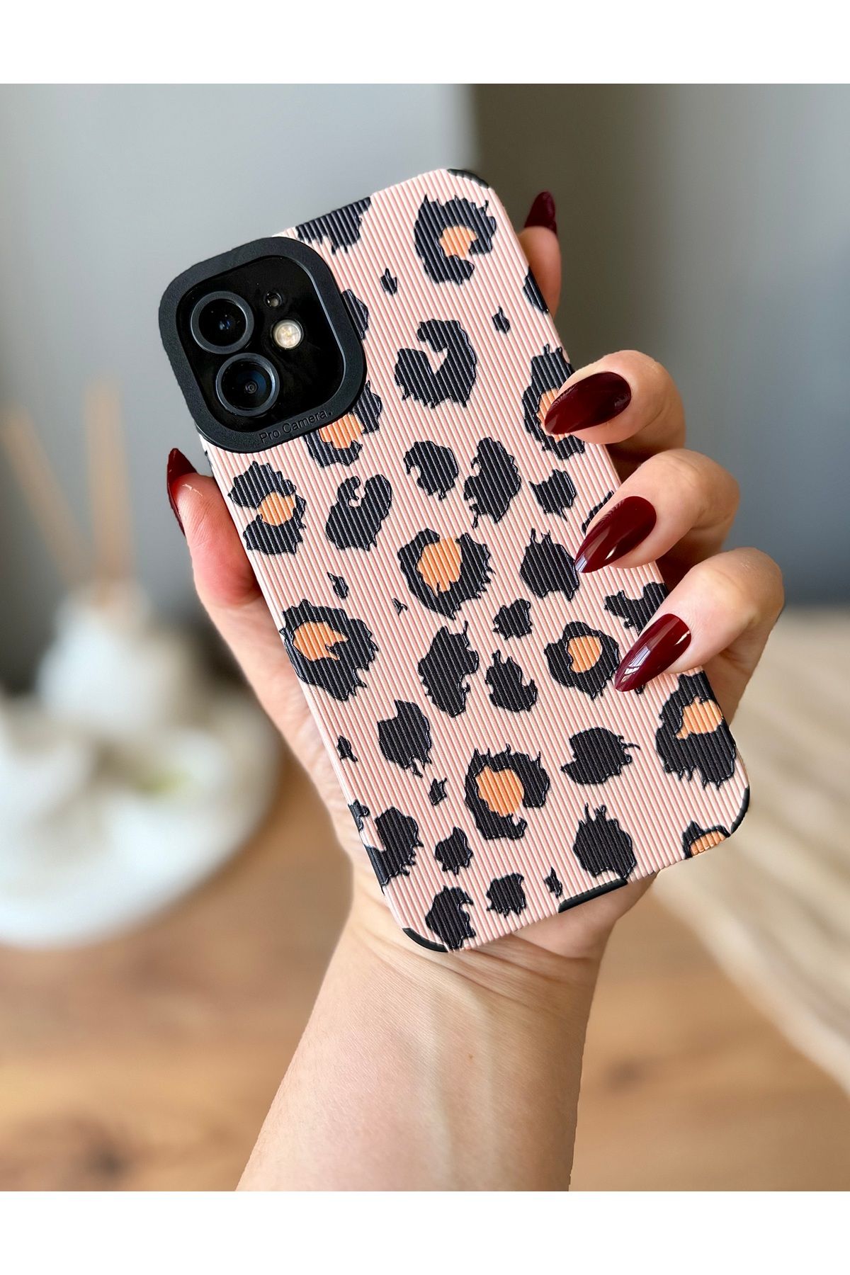 MirazTasarim IPHONE 11 SİYAH / LEOPAR DESENLİ KILIF