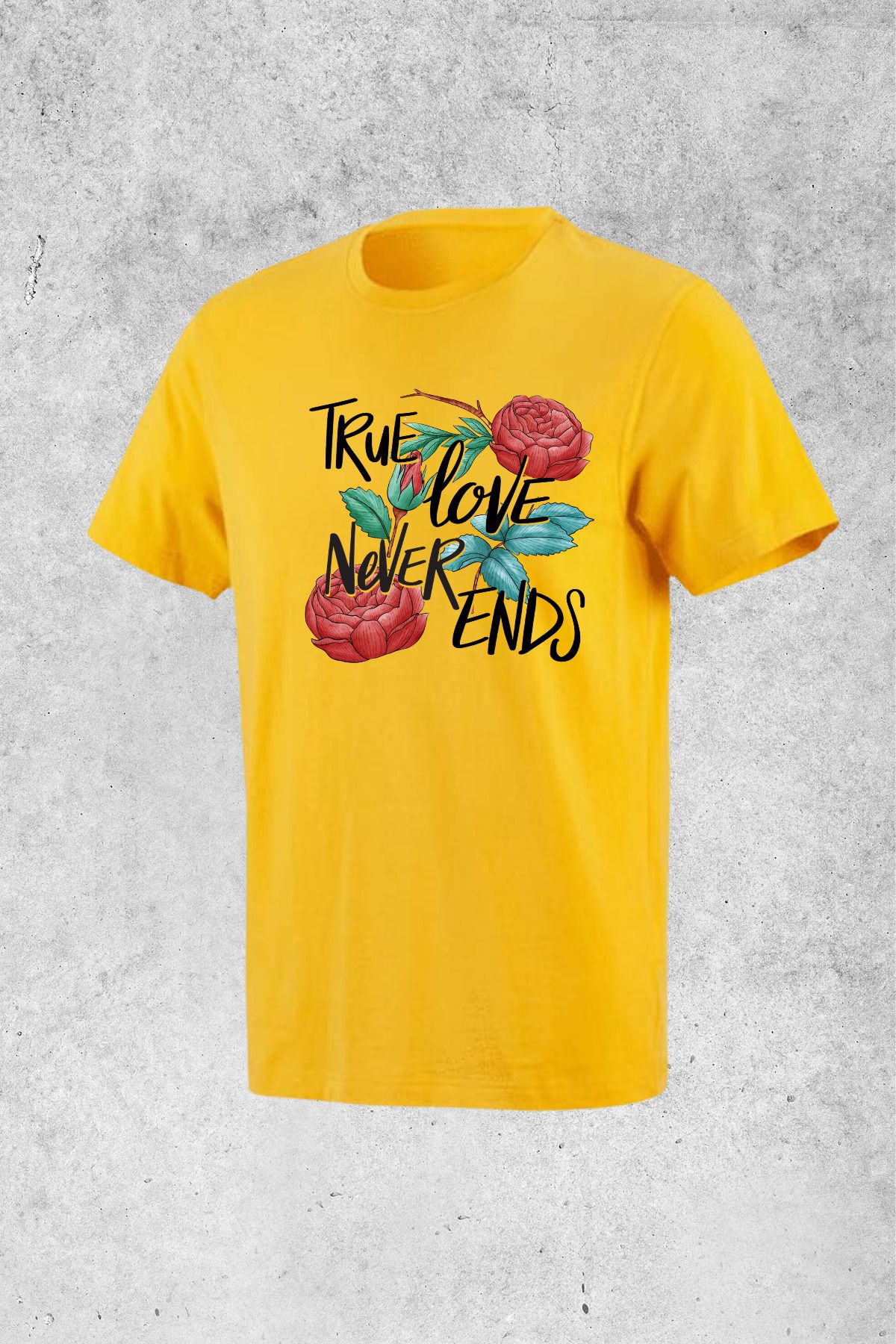 MOLICO BASİC UNISEX kısa kollu sıfır yaka TRUE LOVE baskılı tshirt