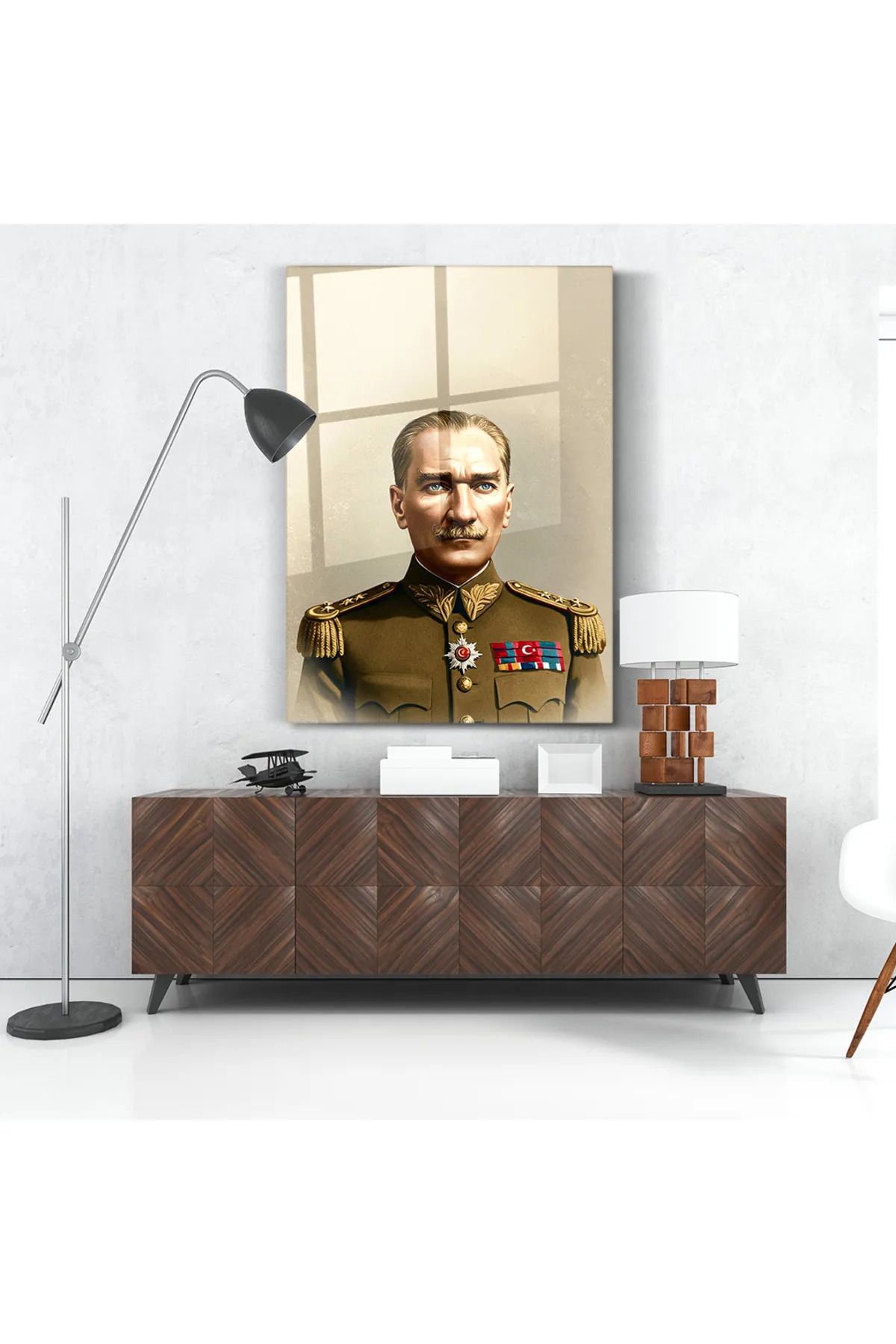 PoyKilArt Cam Tablo - MUSTAFA K. ATATÜRK PORTRESİ - Duvar dekorasyonu - Ofis dekorasyonu - Duvar tablosu - DK