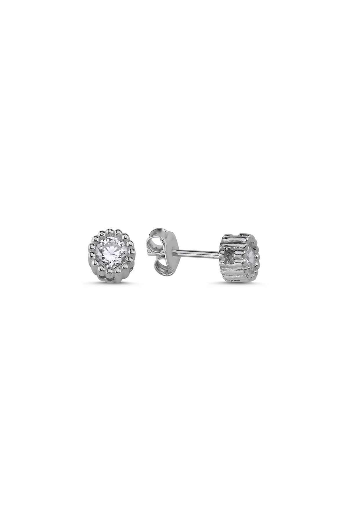 fashok Tektaş 4mm Zirkon Taşlı Küpe