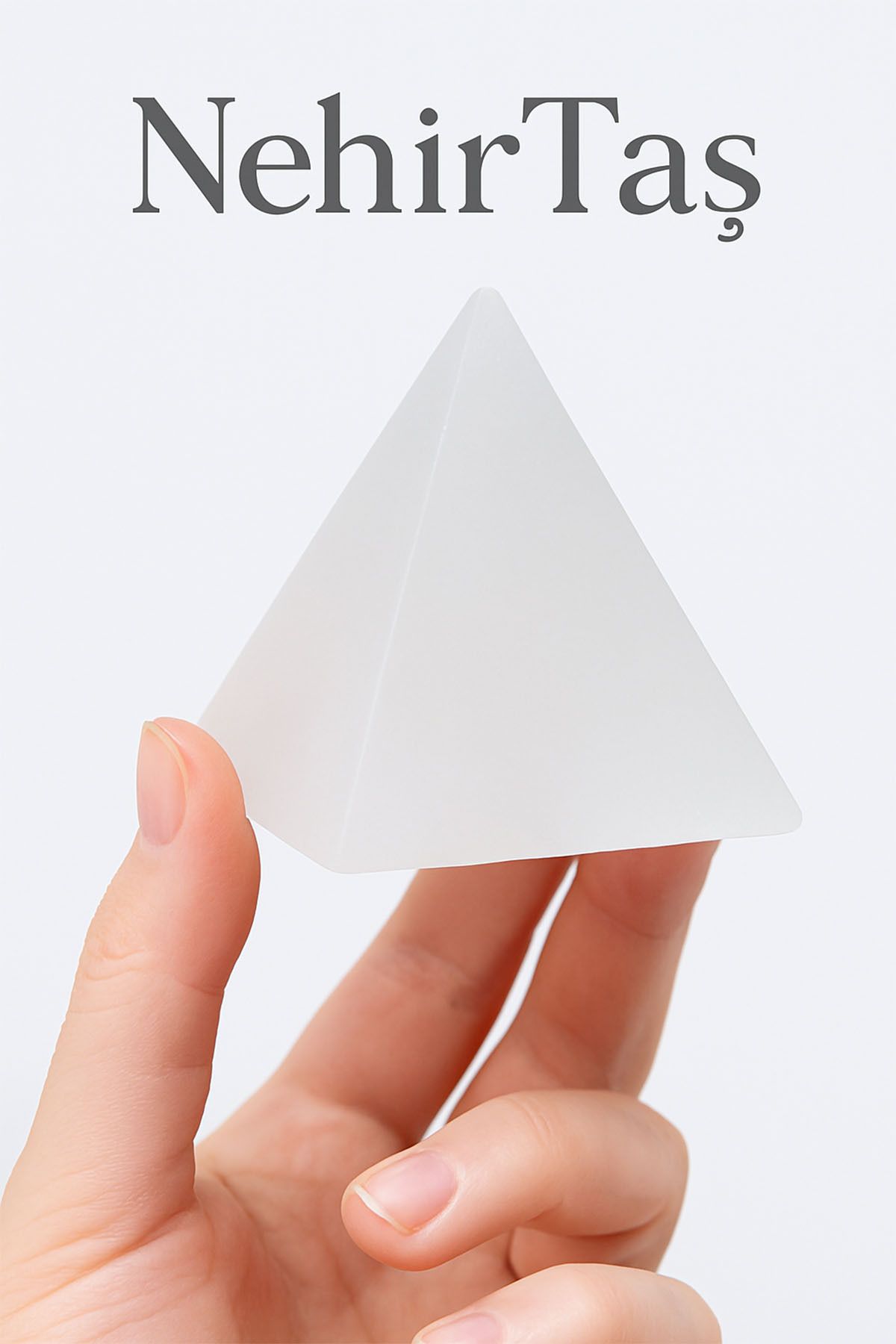 NehirTaş Sertifikalı Selenit Taşı Piramit Kütle - 6 cm.