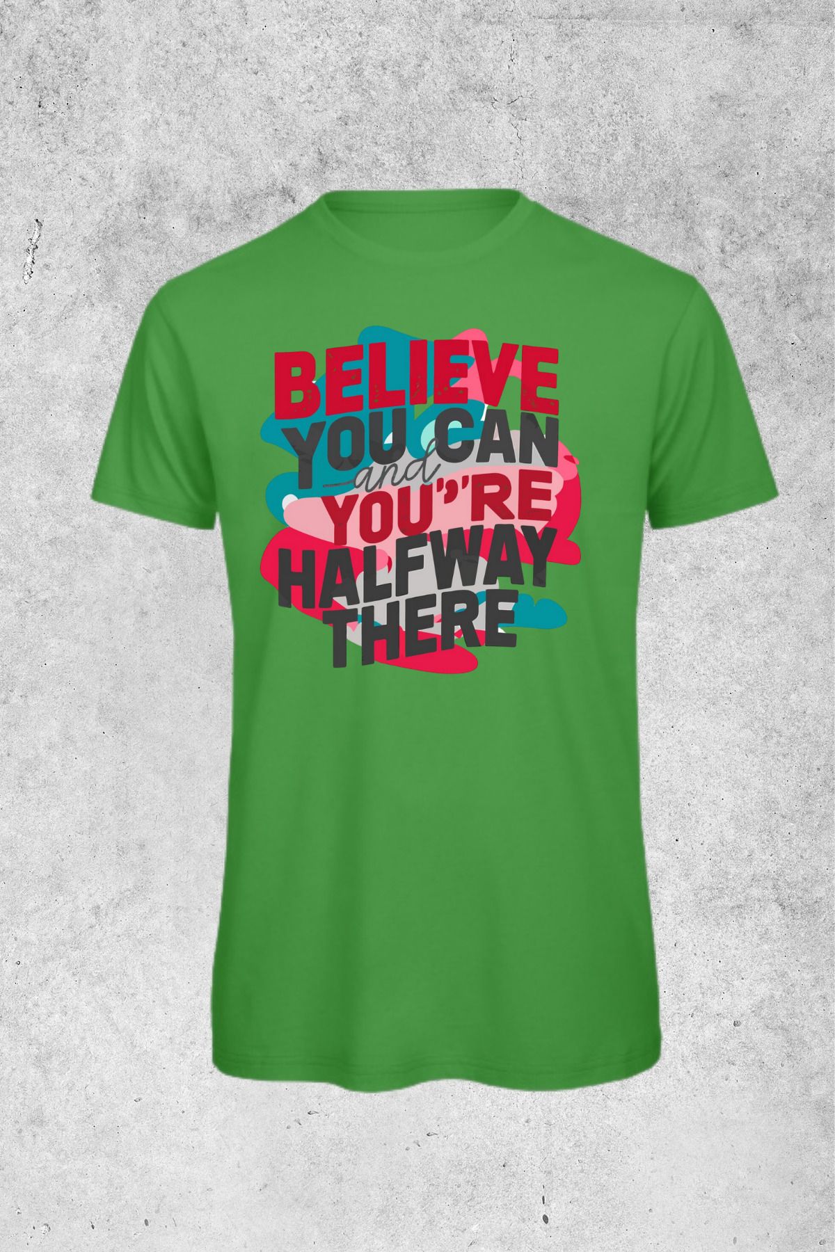 MOLICO Basic unisex kısa kollu sıfır yaka BELİEVE Baskılı tshirt