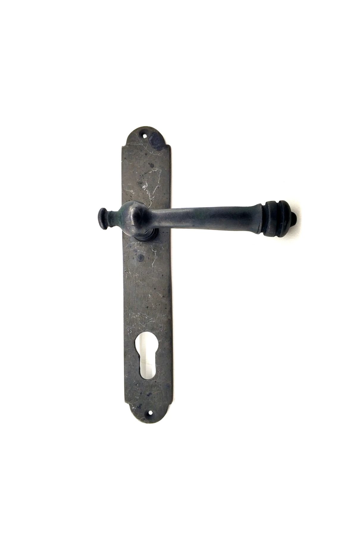 Uyguna Kapında Antika Tarz Dekoratif Pirinç Taşra Yale Kapı Kolu - 220x35 Mm Oksit - SVU7473-8455