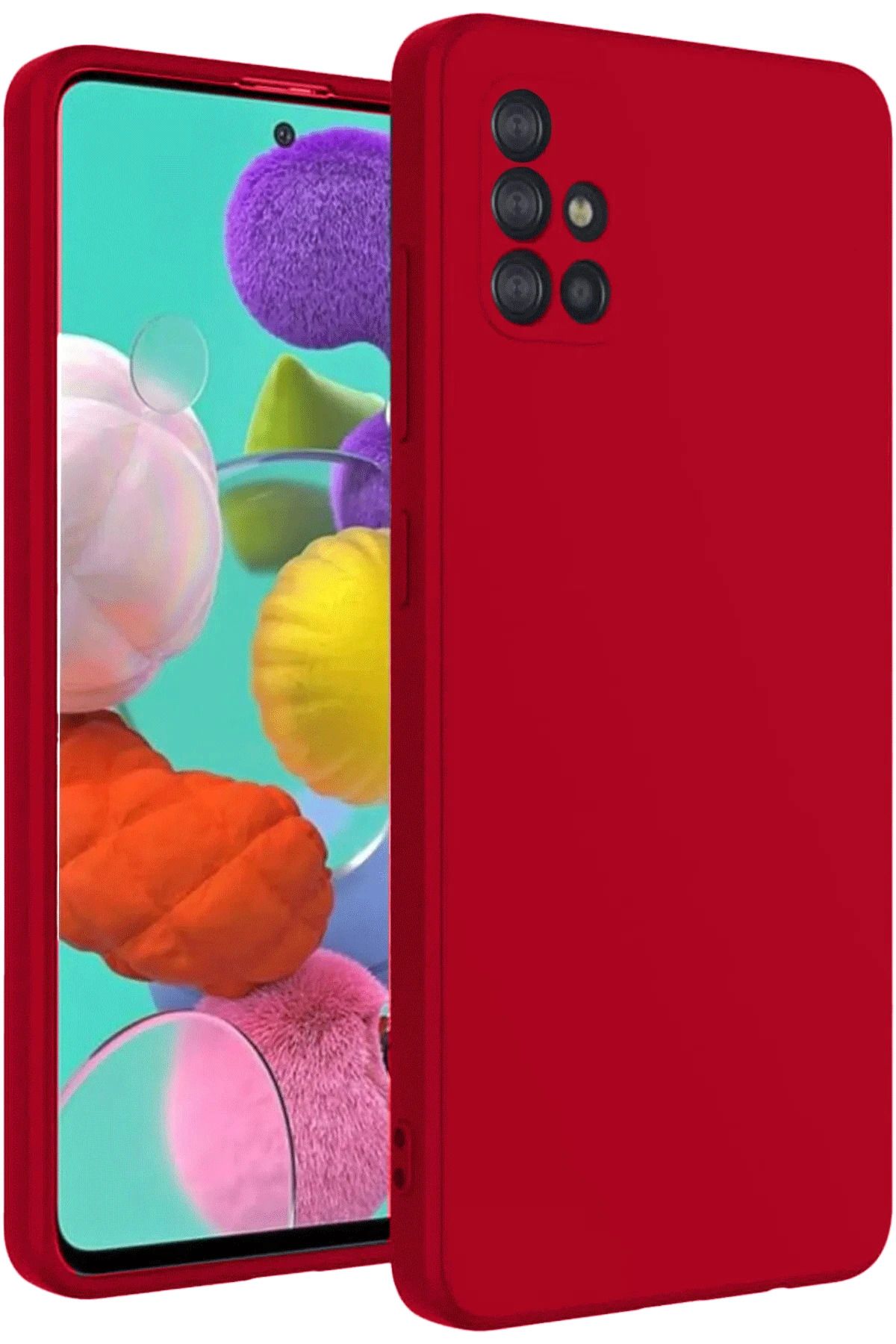 NewFace Samsung Galaxy A31 Kılıf Nano içi Kadife Silikon - Kırmızı MRAYD