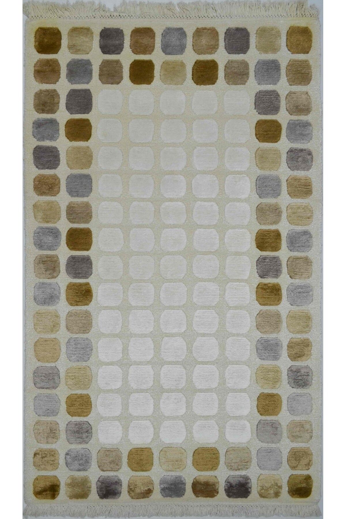 Handmade Yüksek Kalite Yünden El Dokuma Krem Renk Nepal Halısı 80x150 cm (1.2 m²)