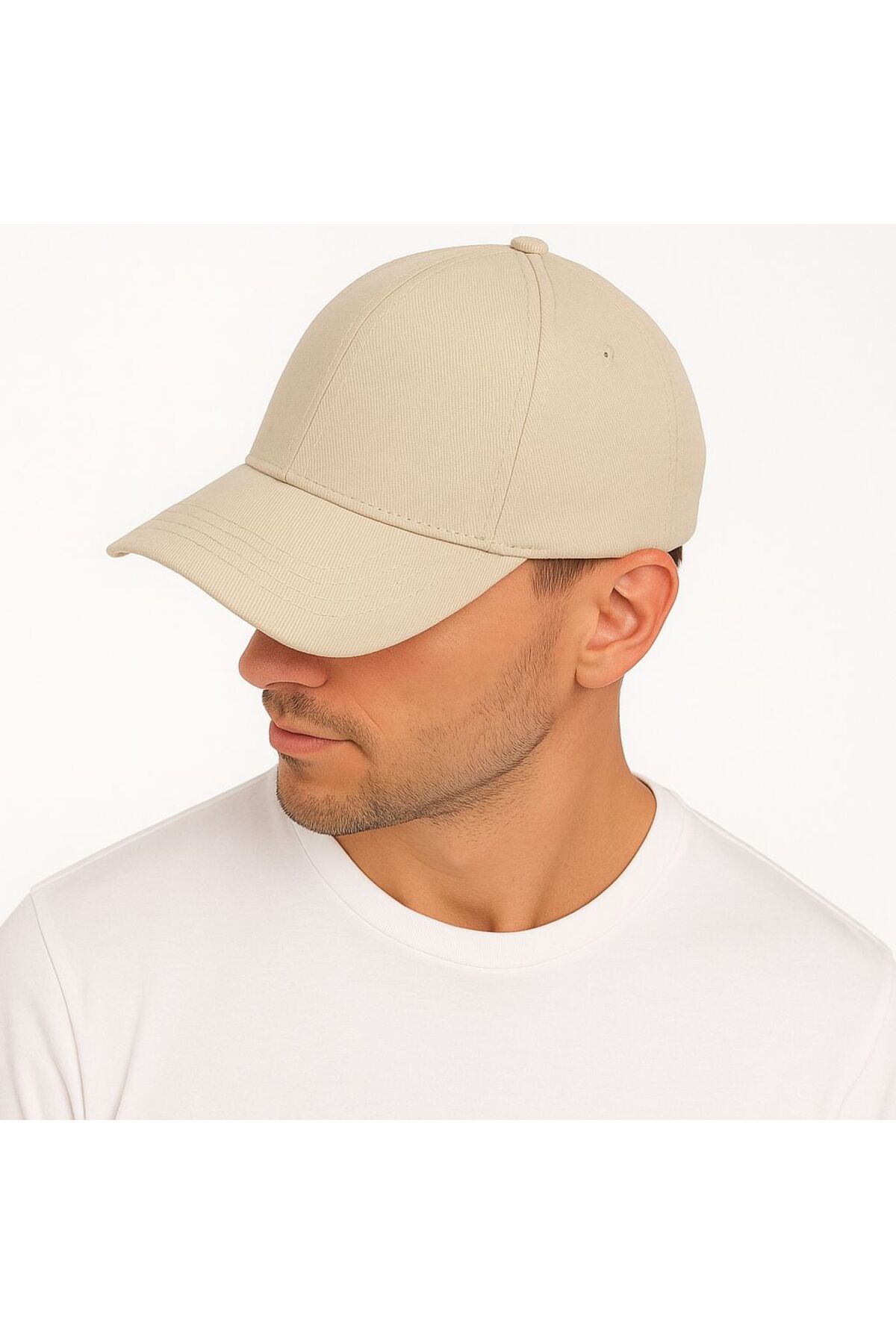 SFCOLLECTION Krem Spor Şapka Unisex Arkası Cırtlı Ayarlanabilir Pamuklu Cap Şapka