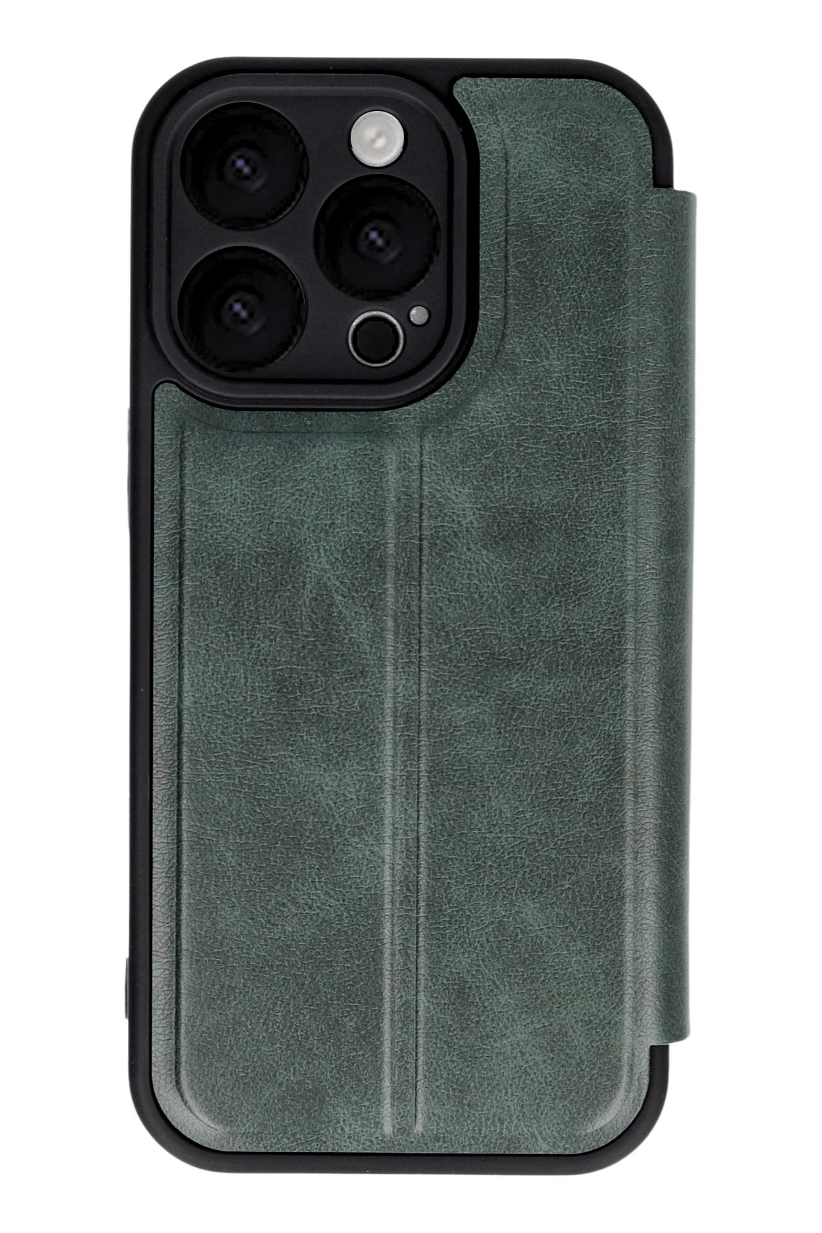 EVAX (KAPAKLI) iPhone 16 Pro Max Uyumlu Kapaklı Deri Görünümlü Kamera Korumalı İç Kartlıklı Kılıf Flip