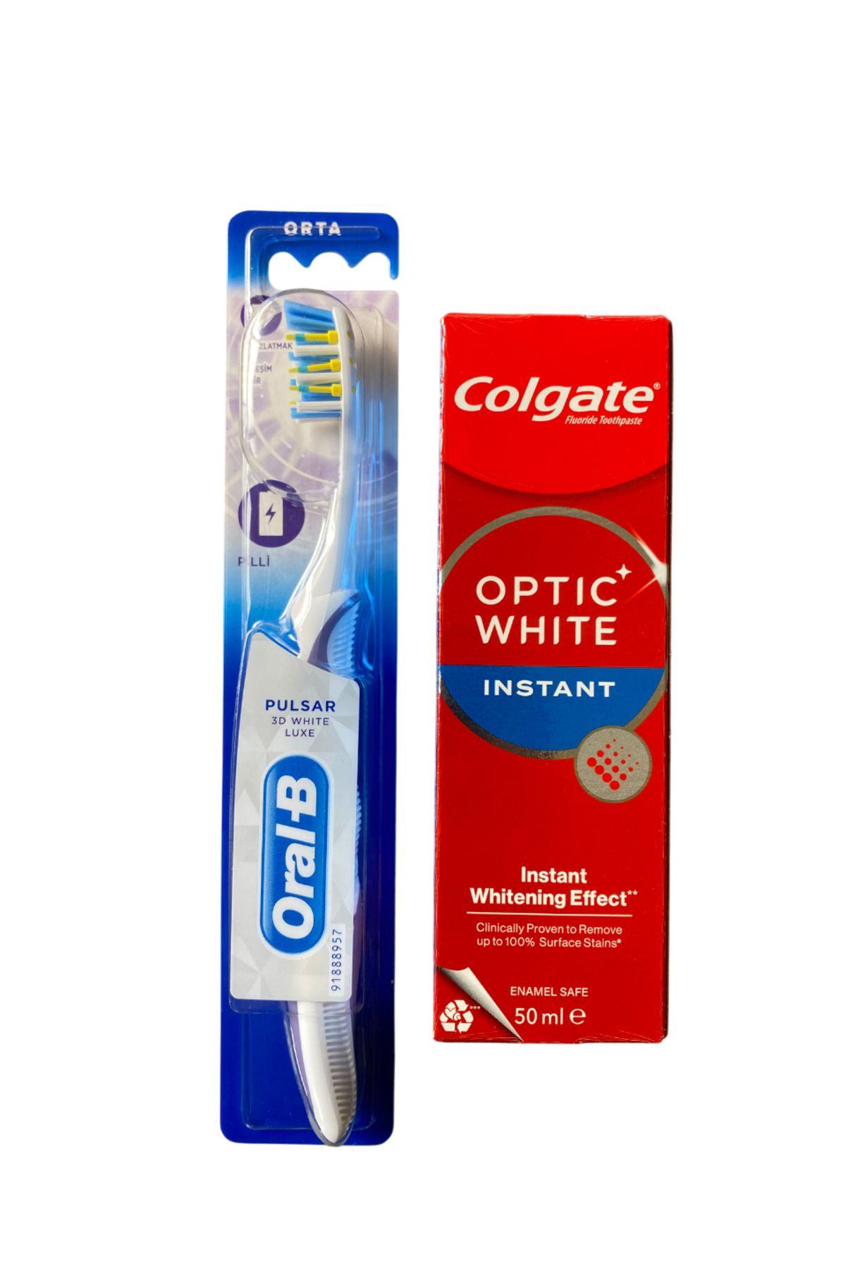 Oral-B Oral B Pulsar 3d White Luxe Titreşimli Diş Fırçası 35 Orta Ve Colgate Optic White Instant 50 ml