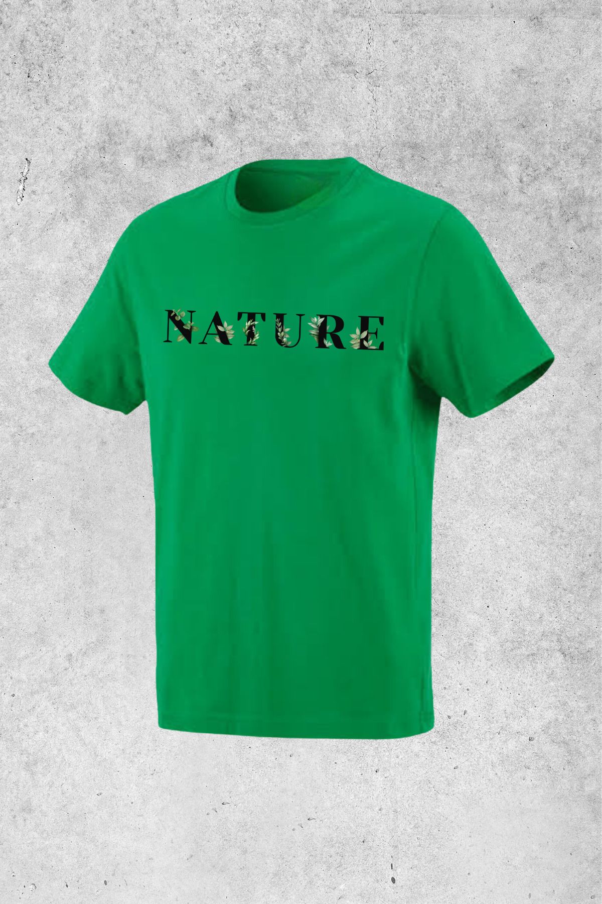 MOLICO Basic unisex sıfır yaka kısa kollu NATURE baskılı tshirt