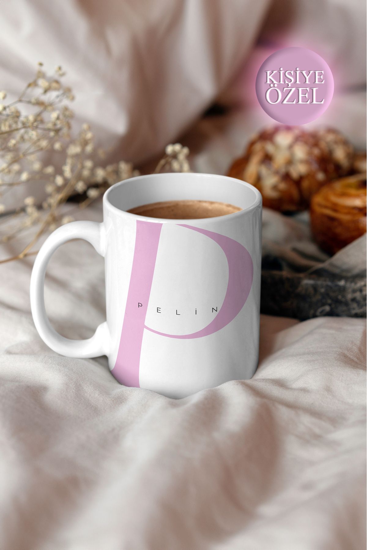 House Gorgeous Kişiye Özel P Harfi ve İsim Yazılı Tasarım Kupa Bardak 300 ml