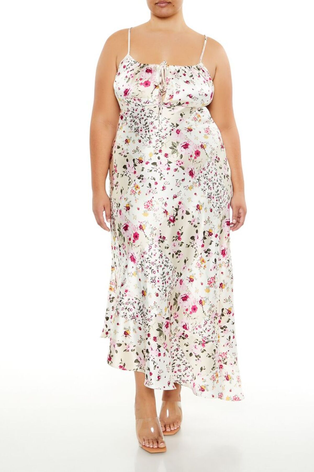 Forever 21 Plus Size Çiçek Desenli Maxi Slip Elbise